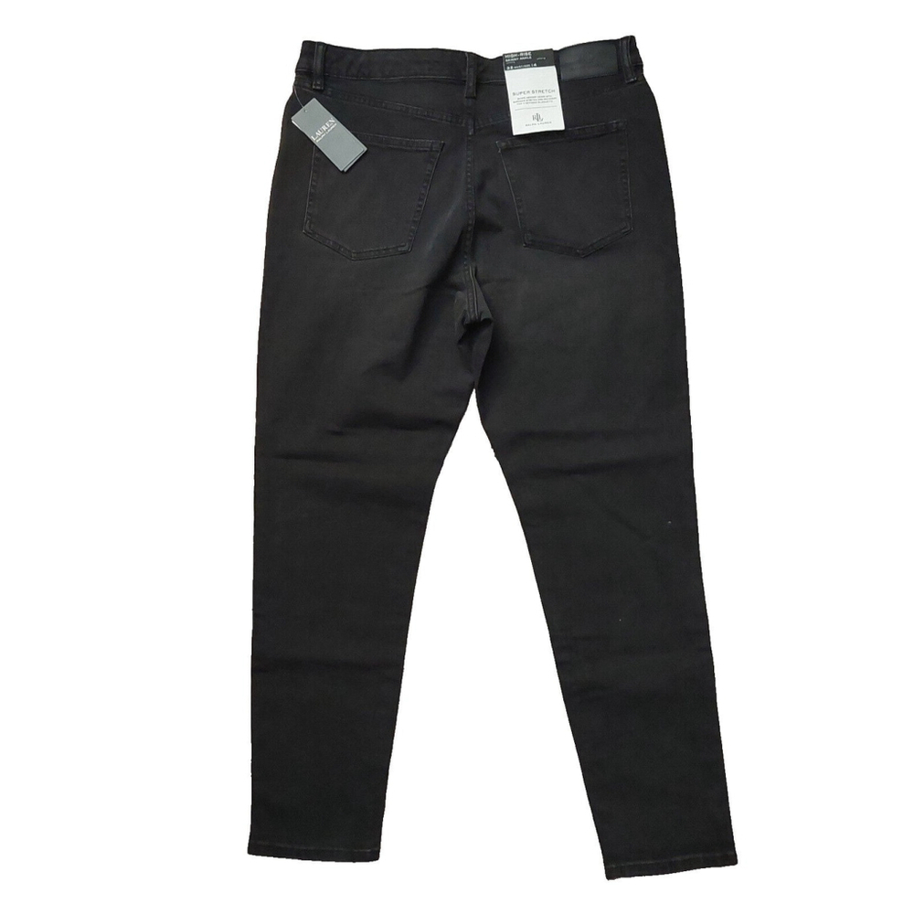 Ralph Lauren Black Super Stretch High Rise Skinny Ankle Denim Jeans Sz 14 / 32 - Picture 6 of 12